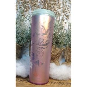 Starbucks 2022 Soft Tumblr Iridescent Frosted Rose Pink Gold Mermaid 16oz Cup